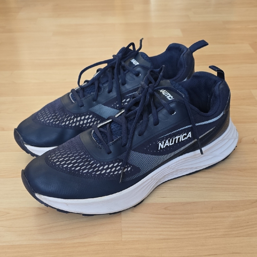 Nautica Men's Dark Blue Logo Mesh Athletic Sneakers Size 12